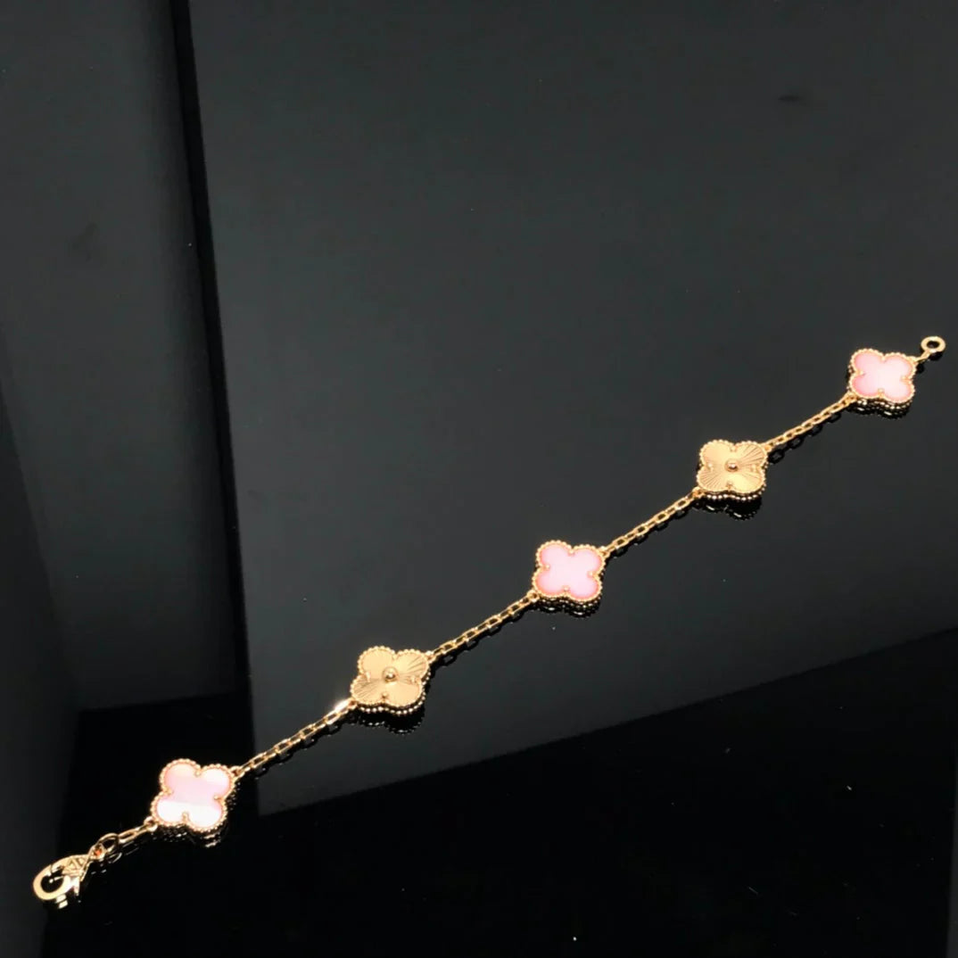 [ORA] CLOVER 5 MOTIFS  PINK MOP BRACELET COLLECTION
