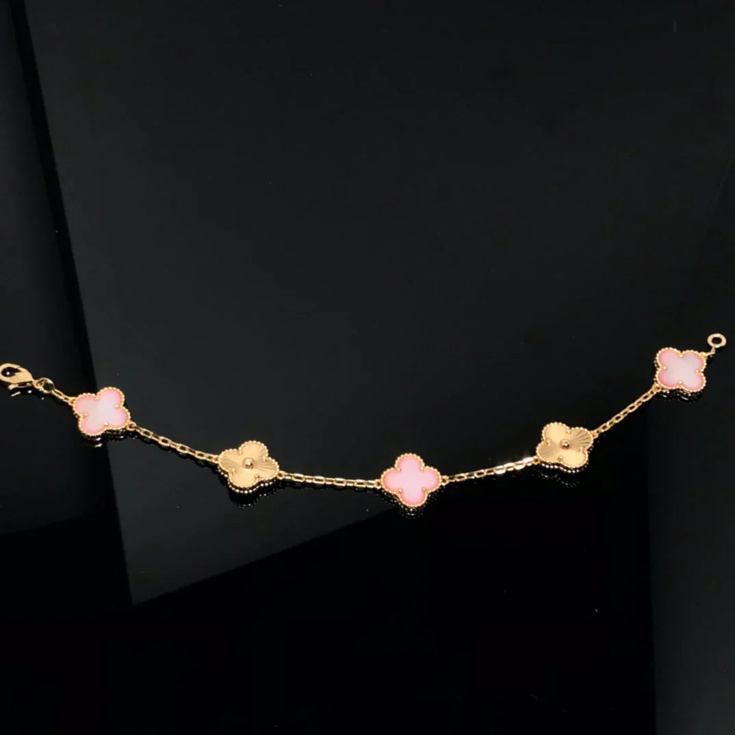 [ORA] CLOVER 5 MOTIFS  PINK MOP BRACELET COLLECTION