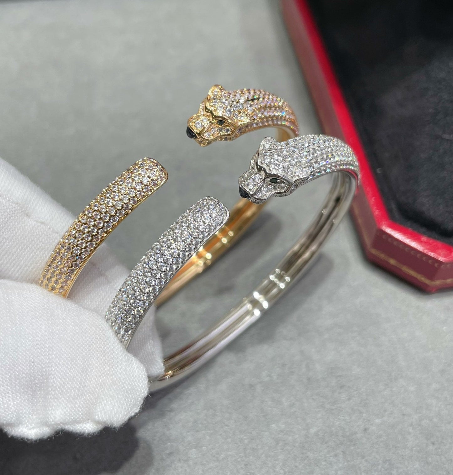 [ORA]PANTHERE FULL DIAMOND OPEN BRACELET
