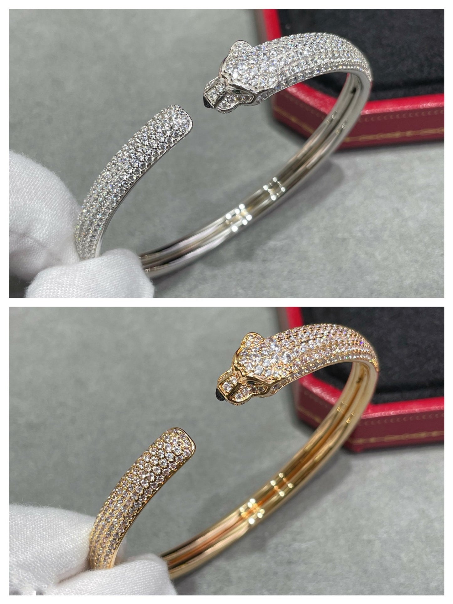 [ORA]PANTHERE FULL DIAMOND OPEN BRACELET