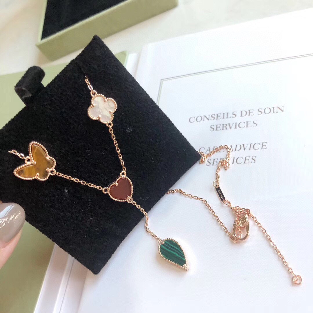 [ORA]LUCKY SPRING 4 MOTIVE ROSÉGOLD HALSKEТTE