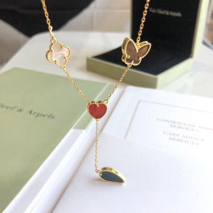 [ORA]LUCKY SPRING 4 MOTIVE ROSÉGOLD HALSKEТTE