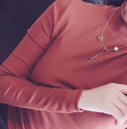 [ORA]LUCKY SPRING 4 MOTIVE ROSÉGOLD HALSKEТTE