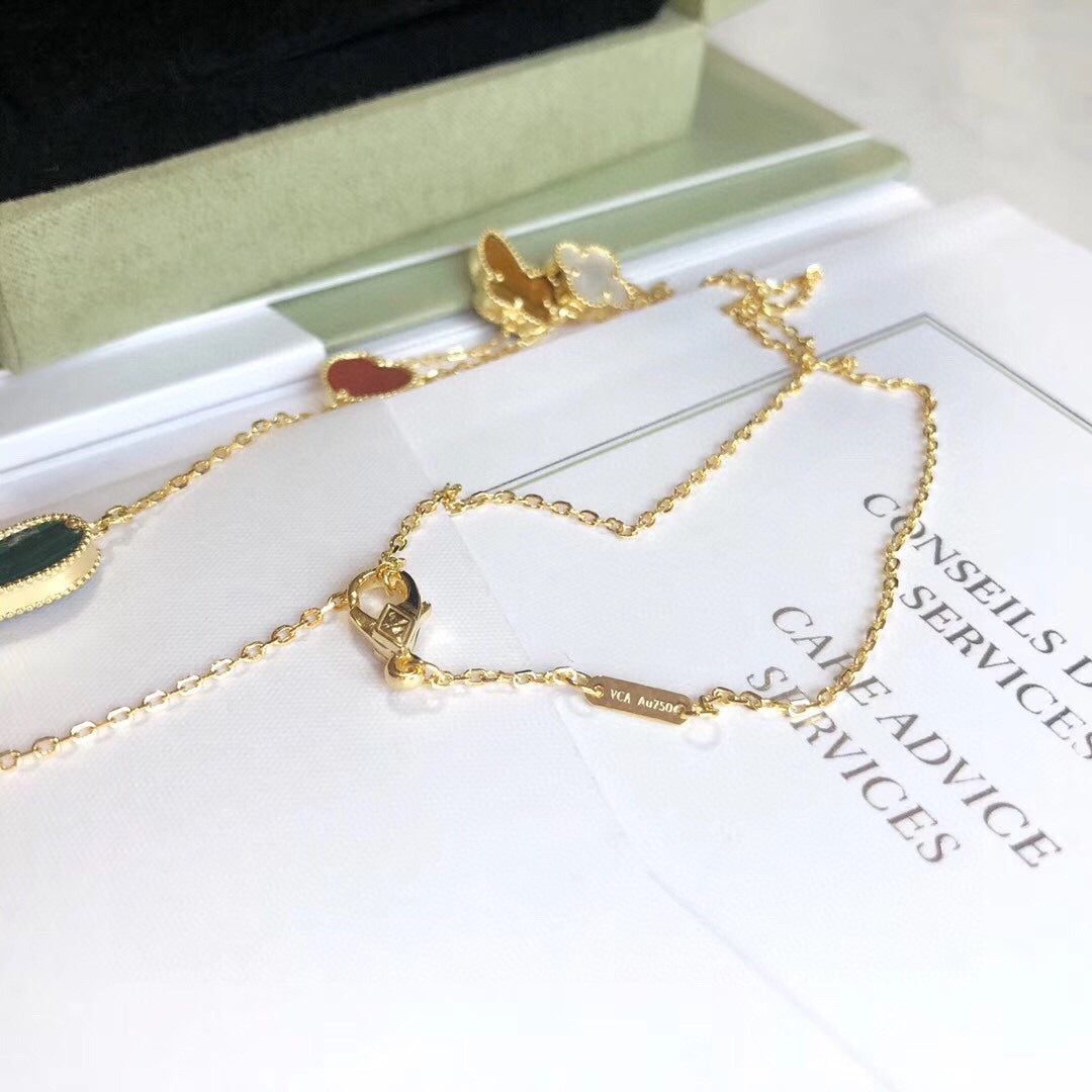 [ORA]LUCKY SPRING 4 MOTIVE ROSÉGOLD HALSKEТTE