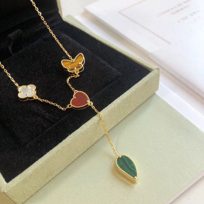 [ORA]LUCKY SPRING 4 MOTIVE ROSÉGOLD HALSKEТTE