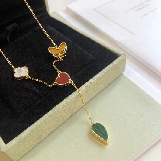 [ORA]LUCKY SPRING 4 MOTIFS ROSE GOLD NECKLACE