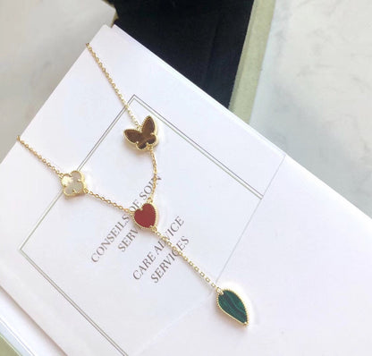 [ORA]LUCKY SPRING 4 MOTIVE ROSÉGOLD HALSKEТTE