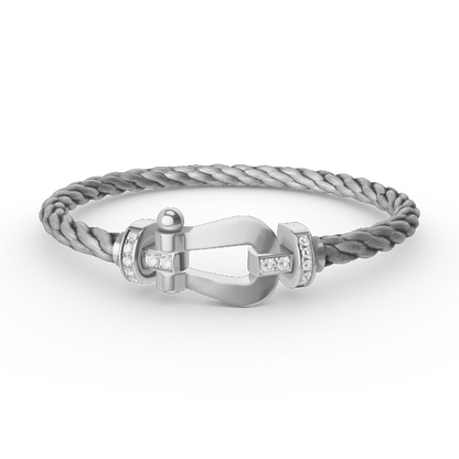 [ORA]FORCE LARGE HORSESHOE HALF DIAMOND BRACELET SILVER