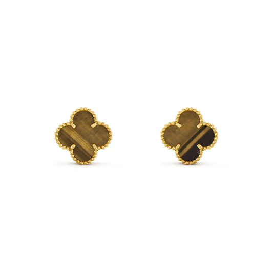 [ORA]CLOVER MEDIUM 1 MOTIFS TIGER EYE EARRINGS