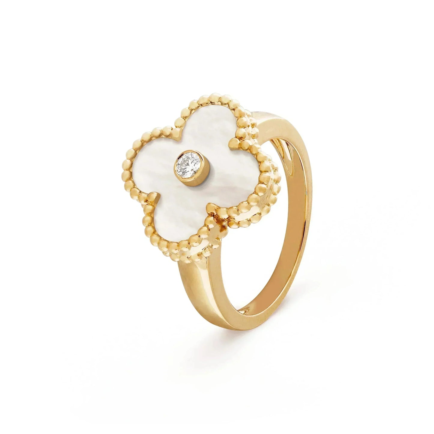 [ORA]CLOVER PINK MOP RING GOLD DIAMOND