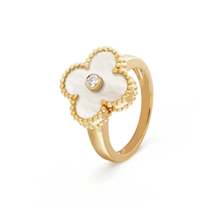 [ORA]CLOVER PINK MOP RING GOLD DIAMOND