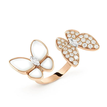 [ORA]TWIN BUTTERFLY DIAMOND PERLMUTT-RING